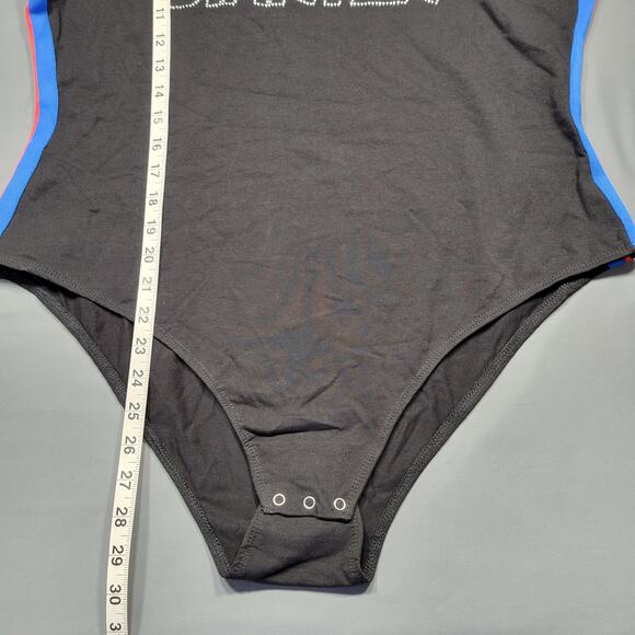 Starter High-Cut Thong Bodysuit Womens Size XLarge Black Front Logo Side Stripes - Picture 8 of 10